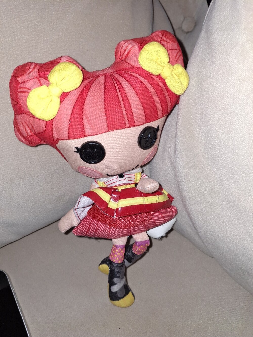 Lalaloopsy 6 Inc Soft Doll Red & Yellow Button-Eye Doll Plush